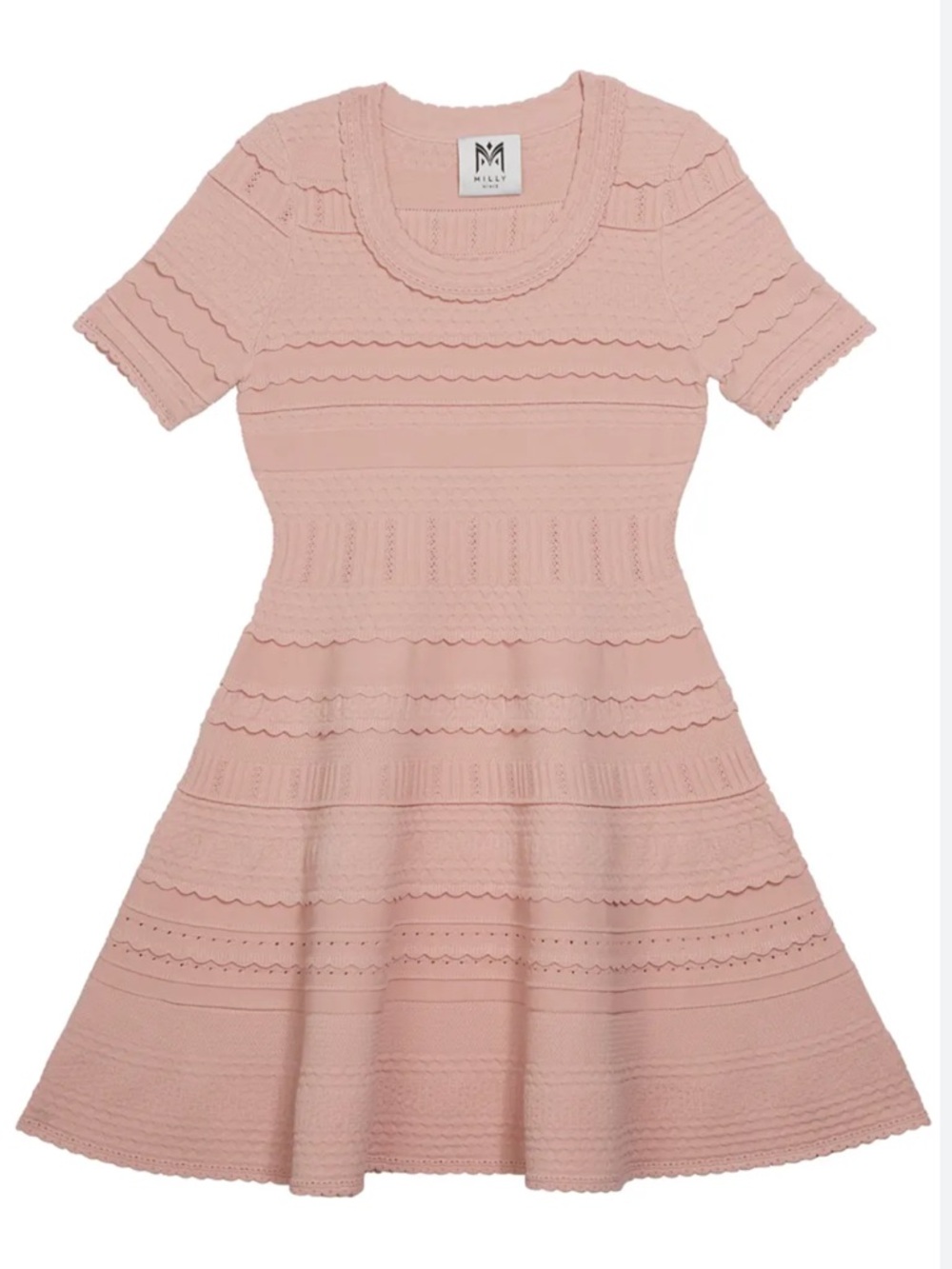 Milly Minis Blush Pink Textured Fit-and-Flare Dress
